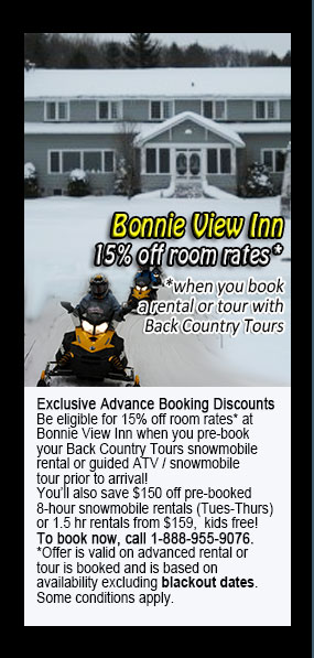 Back Country Tours Snowmobiling at Bonnie View Inn Haliburton
